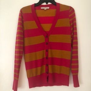 LOFT Pink & Brown Stripped Wool Sweater size S
